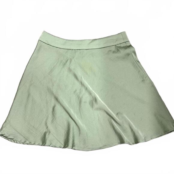 NWOT Free People Phoebe Matcha Green Satin High Waisted Short Mini Skirt- Size 4 - Picture 4 of 6